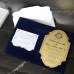 Invitation Card With Dark Blue Velvet Holder Gold Mirror Acrylic